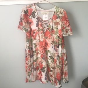 Coral floral dress